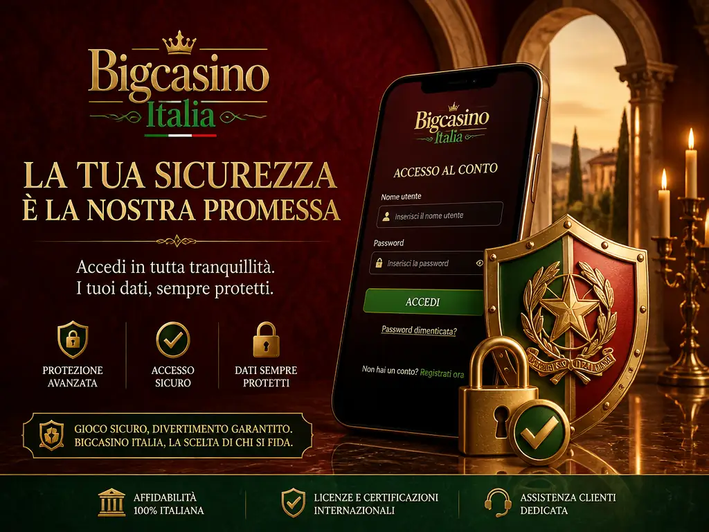 Bigcasino Italia accesso al conto sicurezza dati protetti